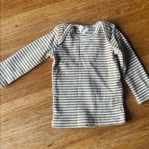 Quincy Mae Brown and White Striped Baby Top